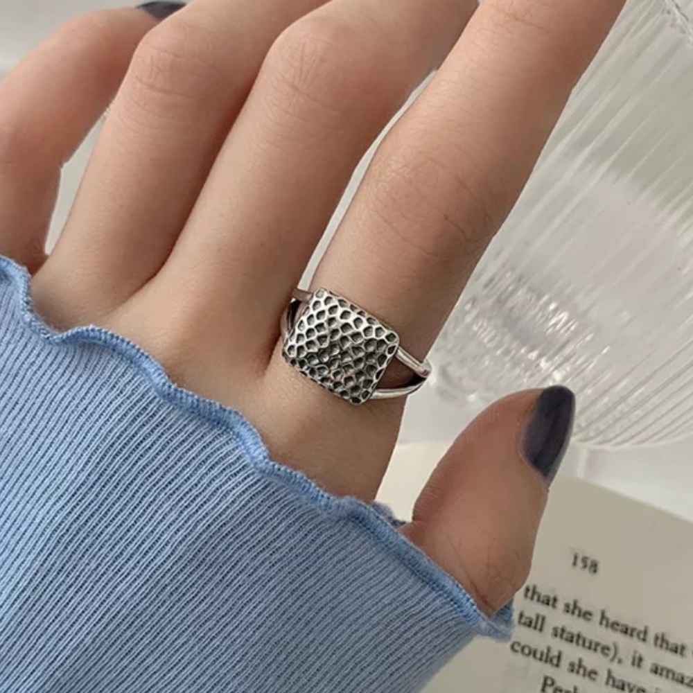 ✨Insta square sterling silver adjustable ring